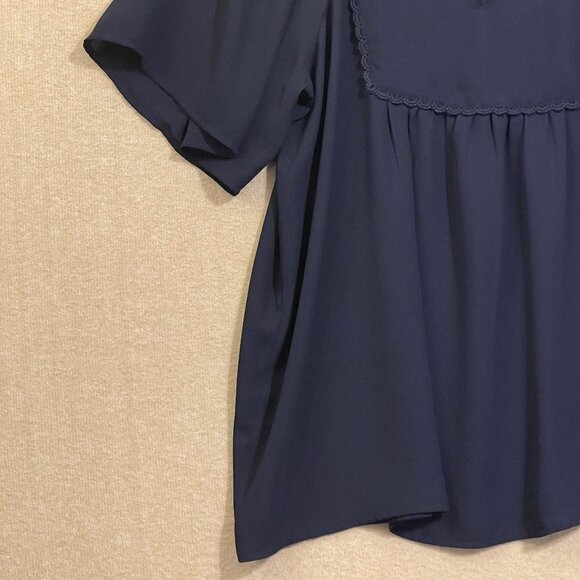 Loft Blouse Women's Small Dark Blue Flared Sleeves - Picture 3 of 10